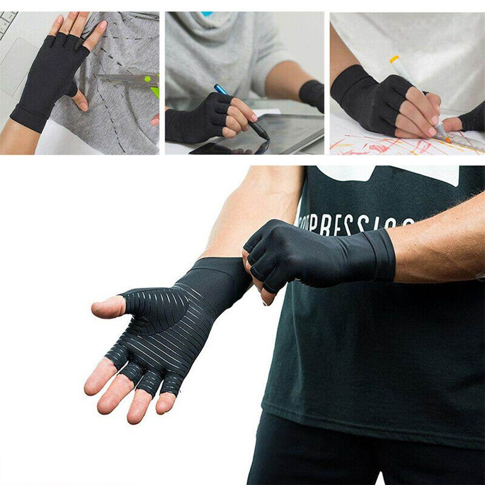 Compression Arthritis Glove Unisex Joint Pain Relief Half Finger Brace - Big J's Showstoppin' Store